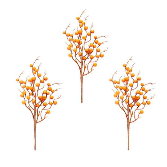 Worth Imports 12" Artificial Orange Berry Picks, 3ct.
